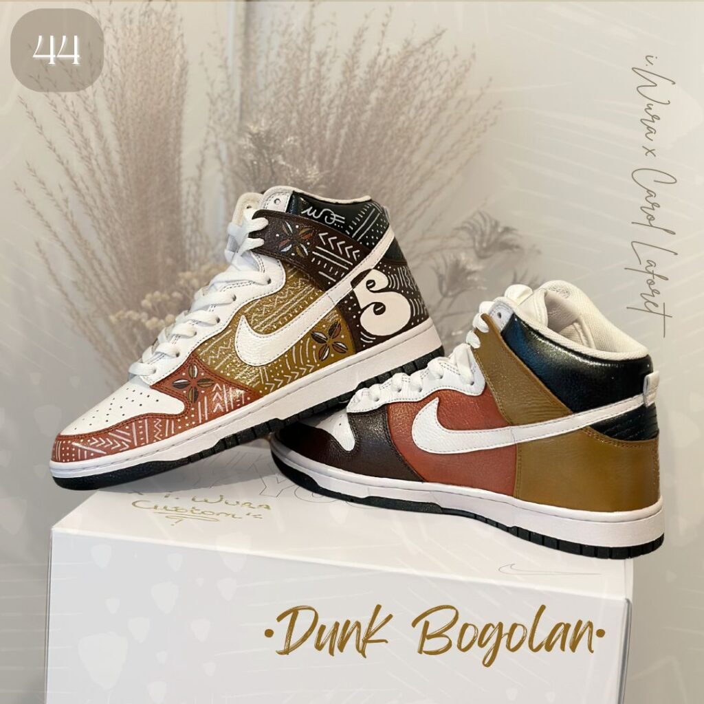 sneakers customisées peinture main- inspiration afro - bogolan – iWura Design Lyon