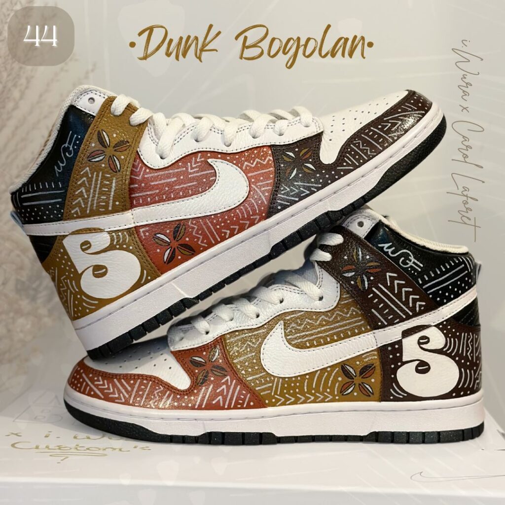 sneakers customisées peinture main- inspiration afro - bogolan – iWura Design Lyon