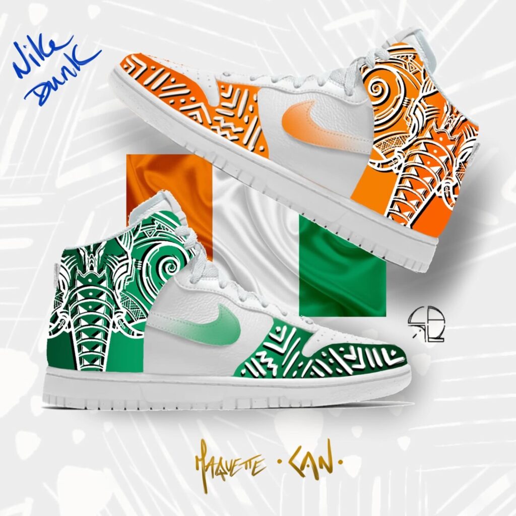 design custom unique 225, Côte d'Ivoire, pour nike dunk – personnalisable - création i.Wura Design - by Carol Laforet