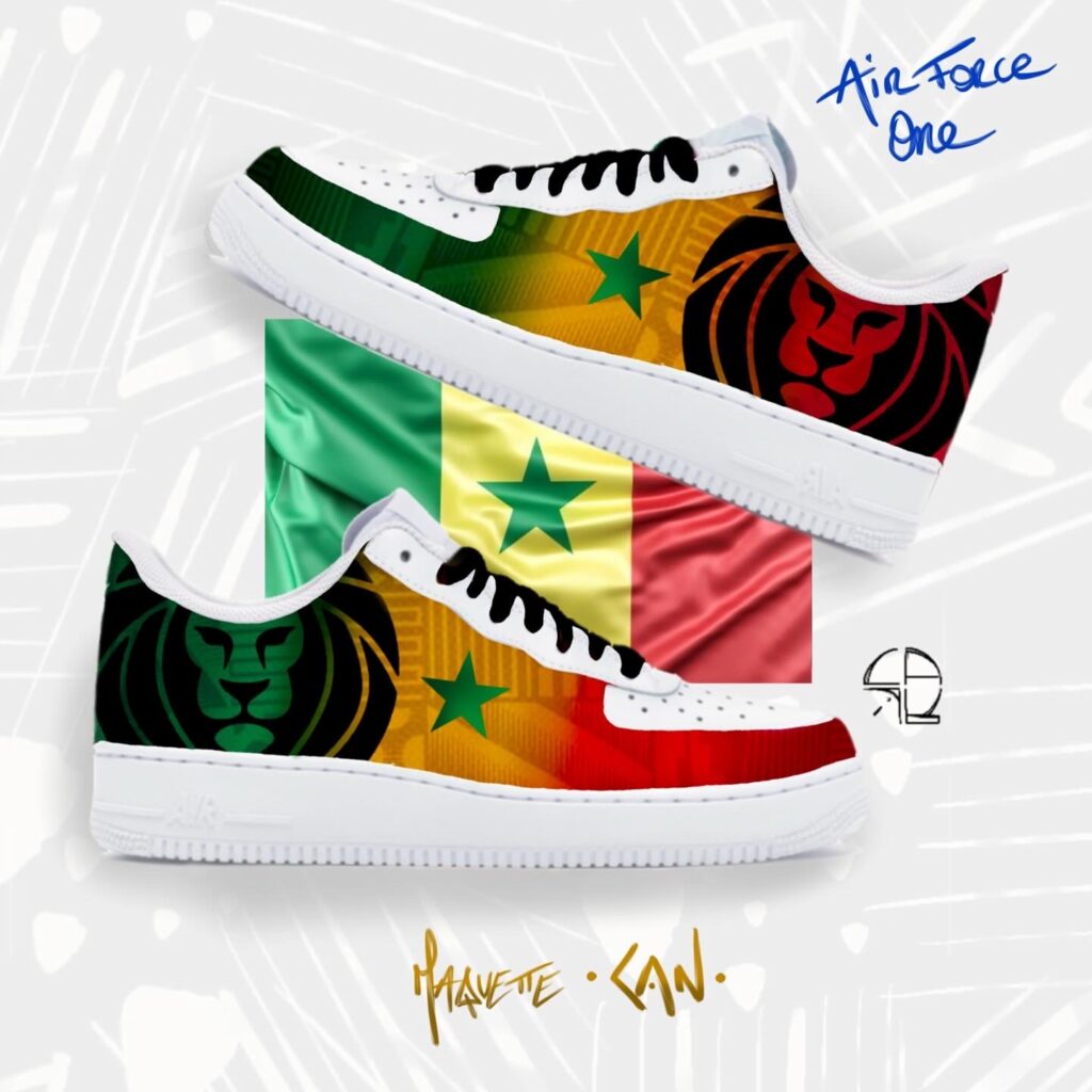 design custom unique Sénégal, pour air force one - personnalisable - création i.Wura Design - by Carol Laforet