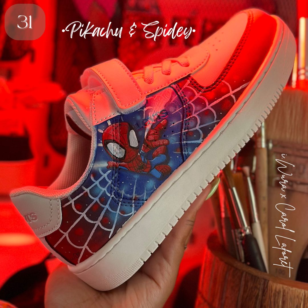 sneakers customisées peinture main- animé - spider man – iWura Design Lyon